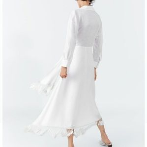 zara fringed linen wrap dress
